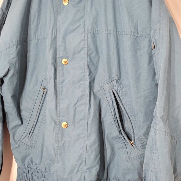 Club International Y2K Teal Blue Windbreaker Jacket Snap Zip Front Retro Small - Picture 5 of 12